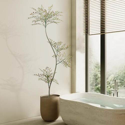 仿真绿植旅人蕉白边百合竹南天竹琴叶榕橡胶榕网红假绿植盆栽