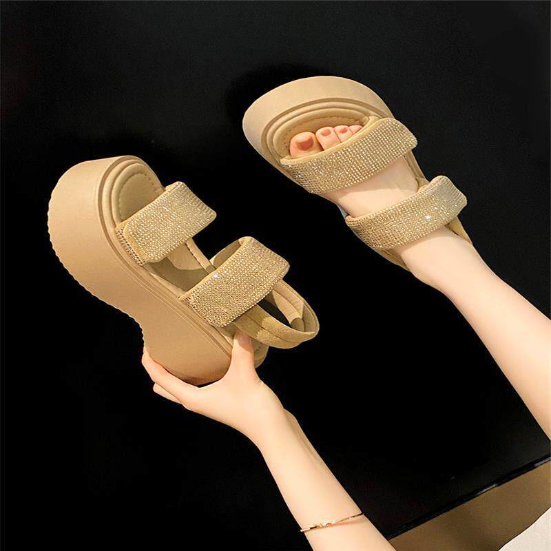 2026夏季新款网红水钻罗马凉鞋女厚底小个子外穿百搭时尚松糕凉鞋