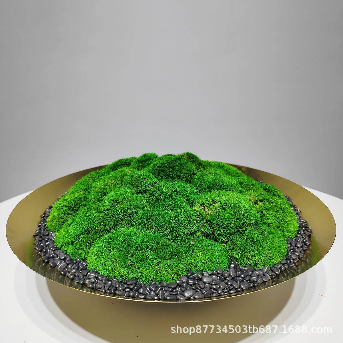 新中式仿真绿植盆造景石永生苔藓花艺摆件样板间售楼处现代装饰品
