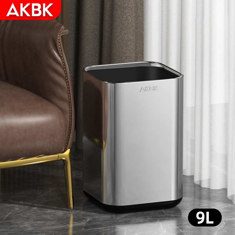 厕所双层卫生间高无盖颜值家用垃圾桶厨房不锈钢客厅垃圾桶批发