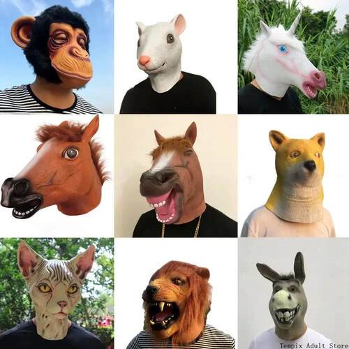 Animal Latex Mask Horse Head Mask for Adult Brown Horse Head