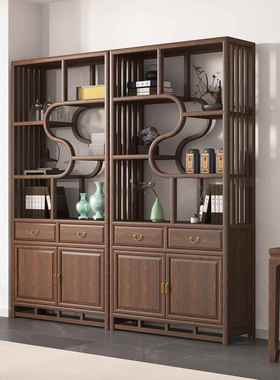 博古现代简约实木中架式置物架架新展示书房书ZG-78683柜中式书架