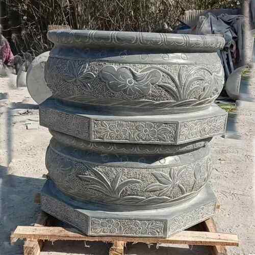 厂家供应空心柱墩石 古建筑仿古石墩柱 青石做旧石雕柱顶石