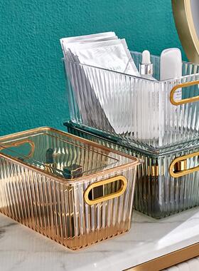 Available in three colors, this lidless household storage ba