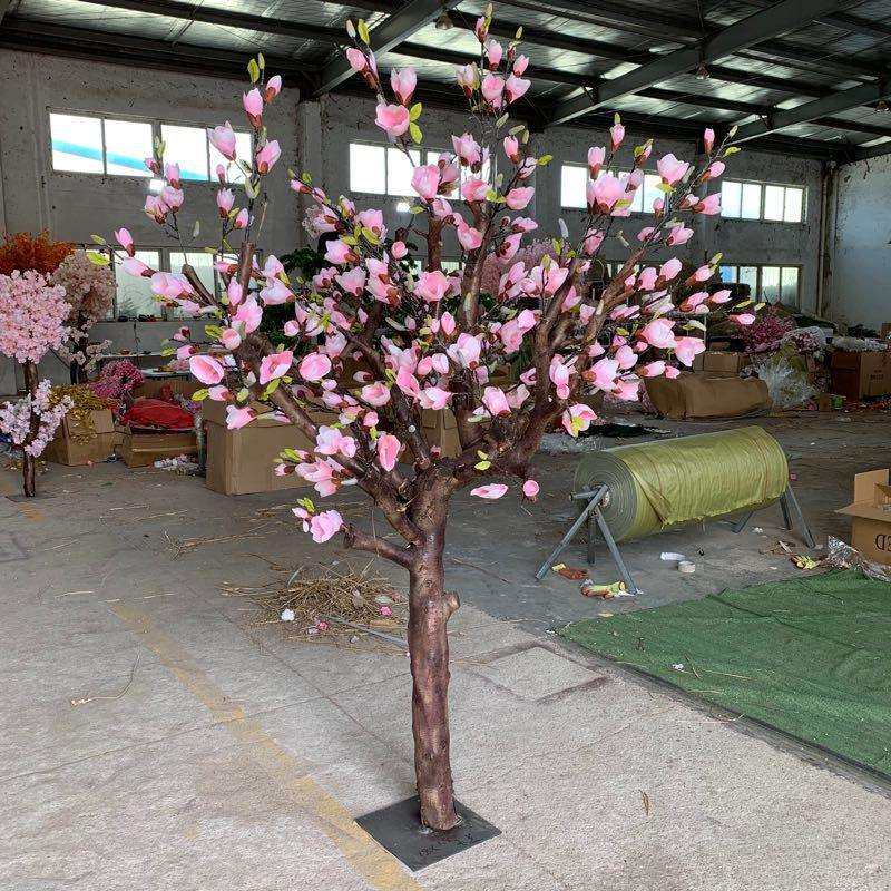 致云销售仿真广玉兰盆景 城市节日装饰绢花仿真树枝 仿真玉兰花树