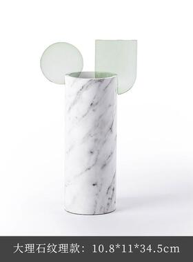 大千新品桌面托盘架树脂工艺品绿色干花花瓶创意现代样板间组合