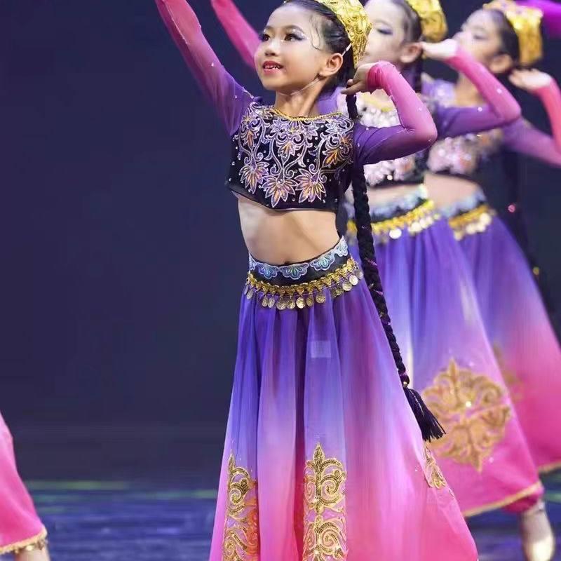 新款儿童新疆舞演出服幼儿园手鼓舞少数民族维吾尔族舞蹈服装