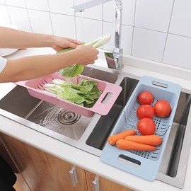 可伸缩水槽沥水架厨房用品塑料，置物架家用放蔬菜，碗碟收纳架沥水篮