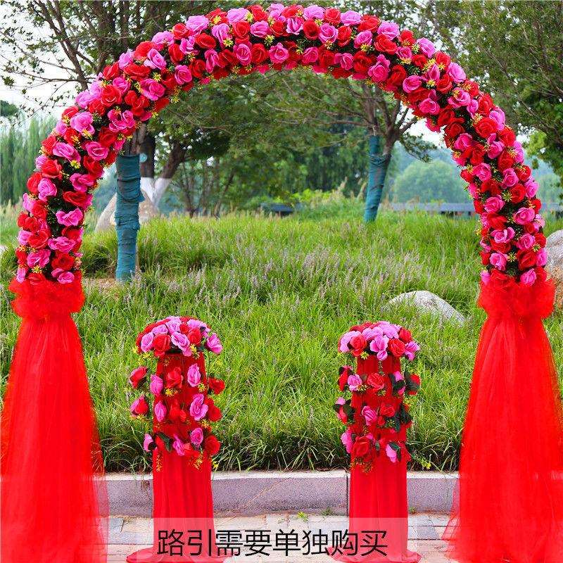婚庆绢花喜拱门门开花业庆绢花拱门纱55991528花门花架开雪业典礼