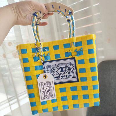 Woven vegetable basket bag, small batch handbag, trendy bran