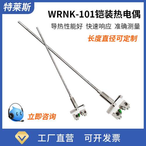 铠装热电偶WRNK-101/K型热电偶/简易式热电偶/温度感测器0-1100度