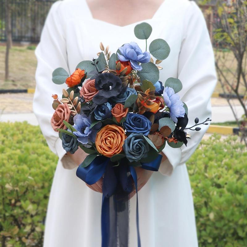 结婚仿真手札花复古欧式婚礼新娘手拿花家居装饰花束影楼拍照道具
