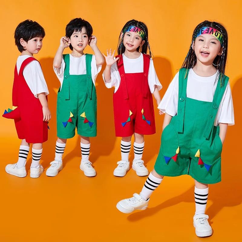 2026新款幼儿园男童女童啦啦队恐龙小学生尾巴班服儿童背带裤表演