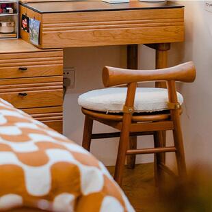 桃蝴小凳家用实蝶木小子樱木梳妆凳化OL231117妆凳凳带靠背圆凳椅