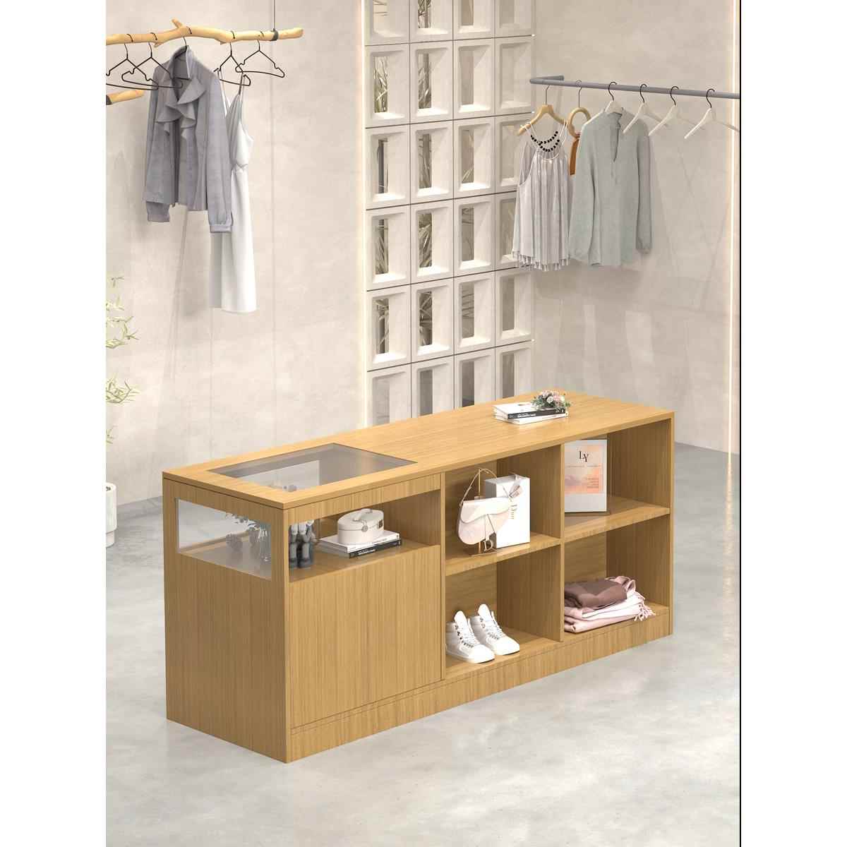 服装女装店中岛台玻璃流水台饰品摆件展示桌小型店铺陈列柜储物柜