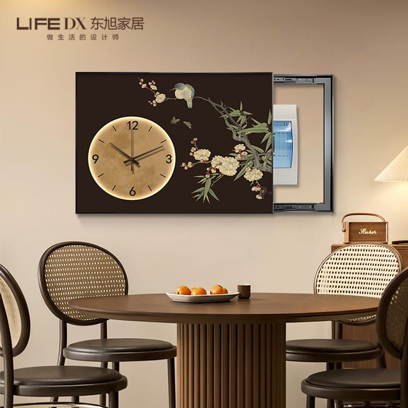 中古风电表箱装饰画带钟表法式复古配电箱遮挡挂画餐厅弱电箱盖板