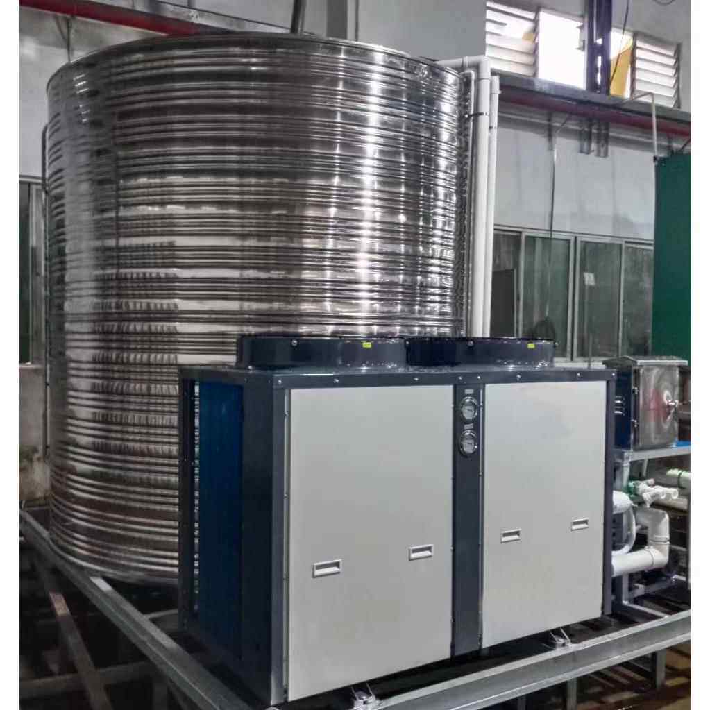 5匹匠奥空气能撬装热水一体机自带5吨不锈钢保温水箱方便即用即装