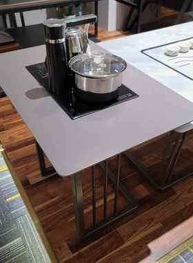 办室茶几约现HTV代实木茶几茶茶公几深圳泡不锈简钢黑色茶几