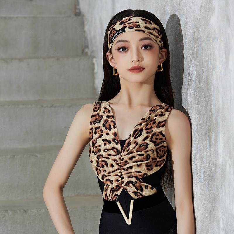 星辰舞服拉丁练功服表演服女童幼儿成人服装豹纹显白色专业舞者款