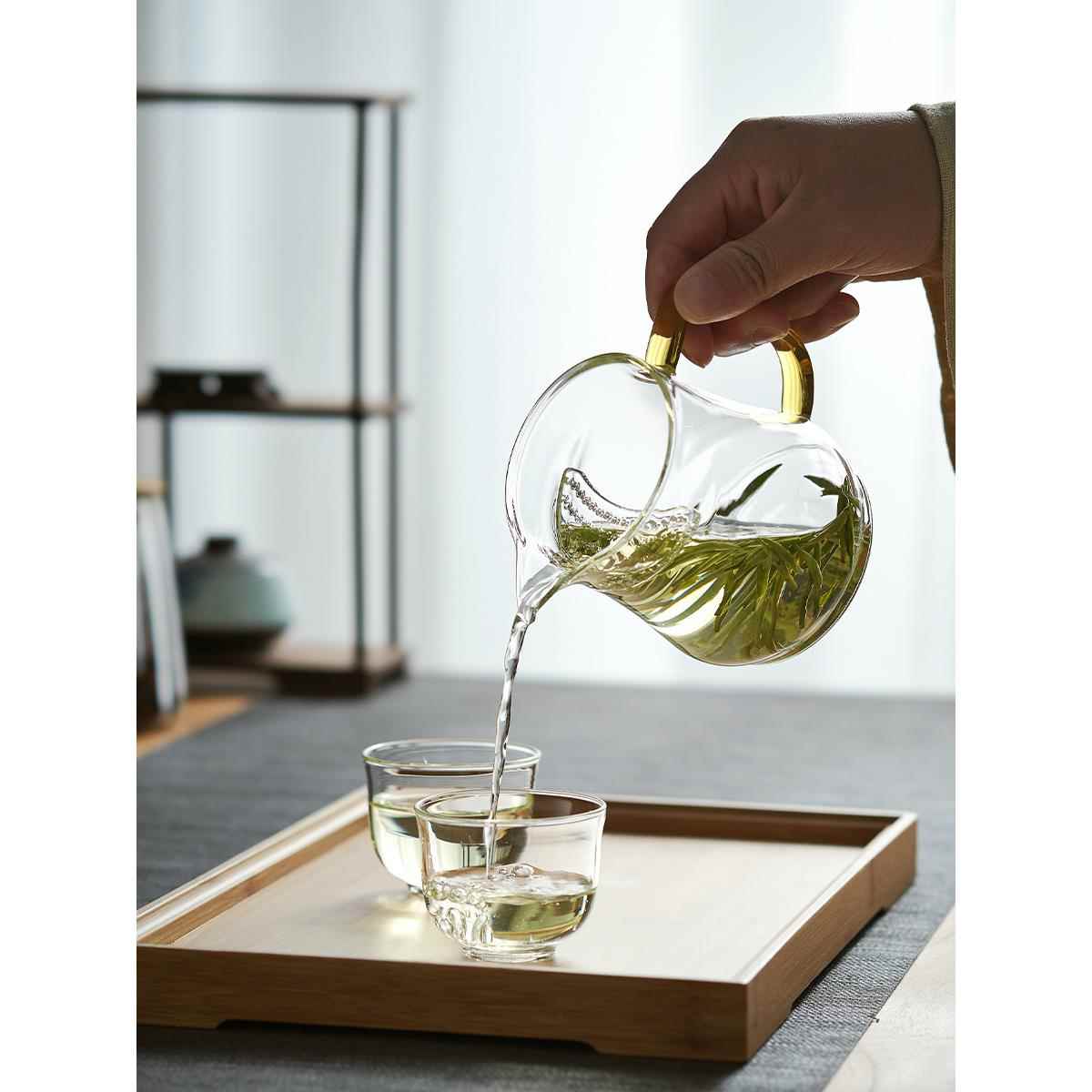 北大史 月牙公道杯 玻璃公杯茶滤一体特色高硼硅手工过滤功夫茶具图片