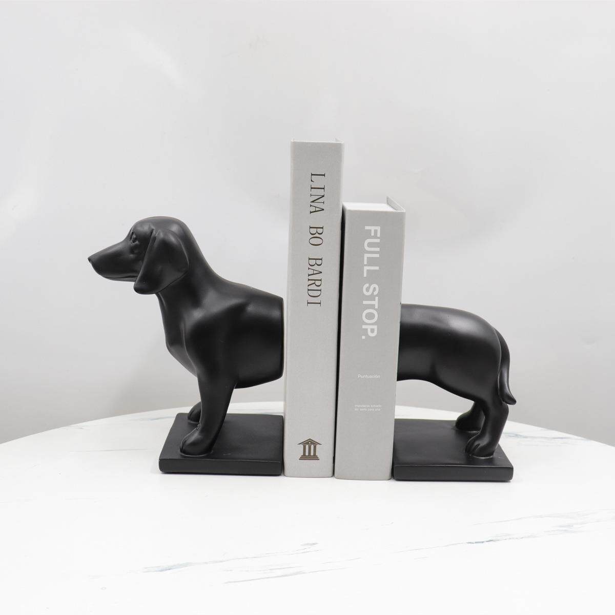 简公约创意小狗立房黑色BJ00048树脂书摆件办室客厅书动物装饰品