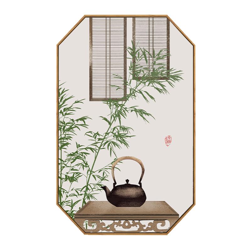 86M0茶室装饰画玄关竖版客厅挂饰墙壁禅意新中式挂画古风字画竹子