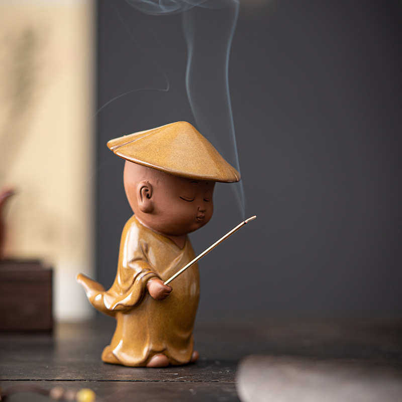禅意紫砂陶瓷小和尚古风家居室内创意线香插香托香道茶宠茶桌摆件,餐饮具,茶道/香炉,淘宝优惠券,粉丝福利购,淘宝优惠卷