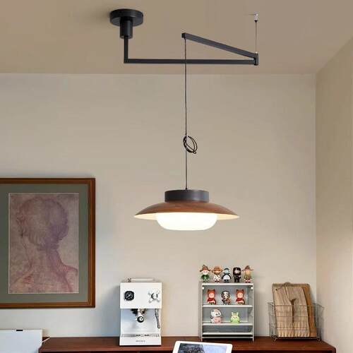 中古风智能可移位摇臂餐厅吊灯民宿书房卧室中古工业风极简餐厅灯