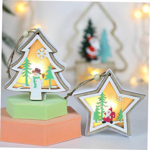 Christmas Decorations Luminous Wooden Small Christmas Tree C