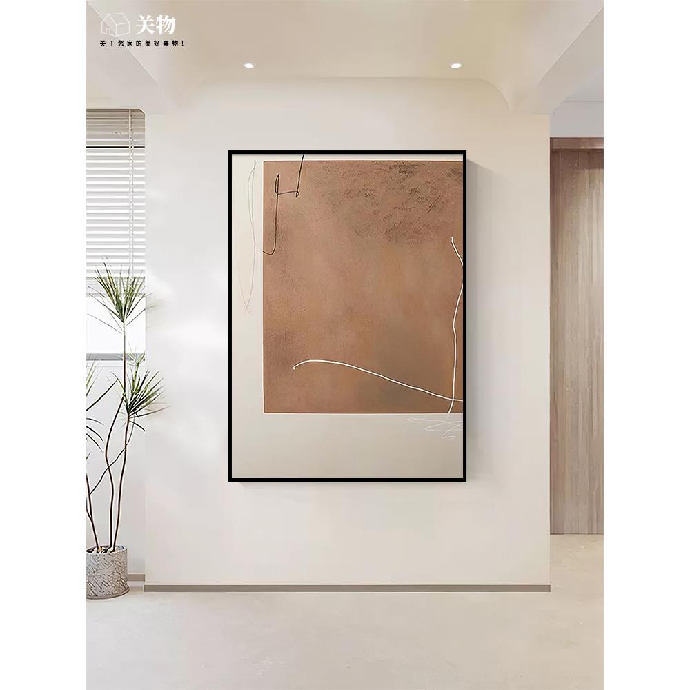 代简约手绘油画客厅装饰画侘风沙发玄关挂000001h2画抽象现艺背术