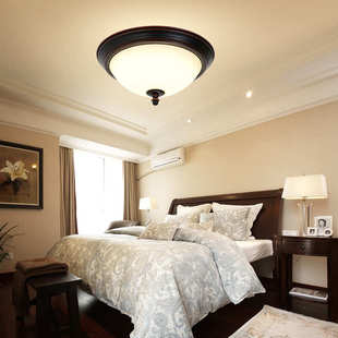 美式 阳台玄关主卧室灯房间灯复古客厅灯圆形田园LED吸顶灯 吸顶灯