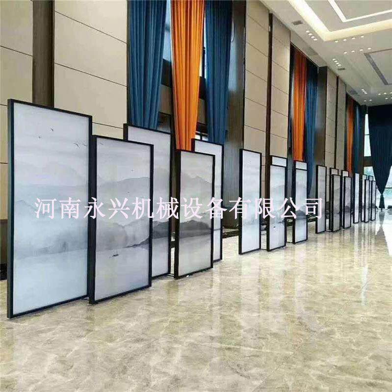 厂家来图来样5--12mm双钢化夹胶夹丝玻璃隔断酒店屏风山水画夹绢