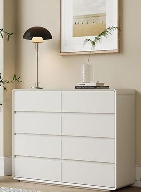 奶储油风实木烤漆CUV五斗柜白色简约代客卧现室床尾收纳柜厅大容
