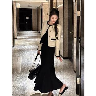 欧洲站春装女款2026年新款轻奢高级感气质套装长版鱼尾裙子两件套