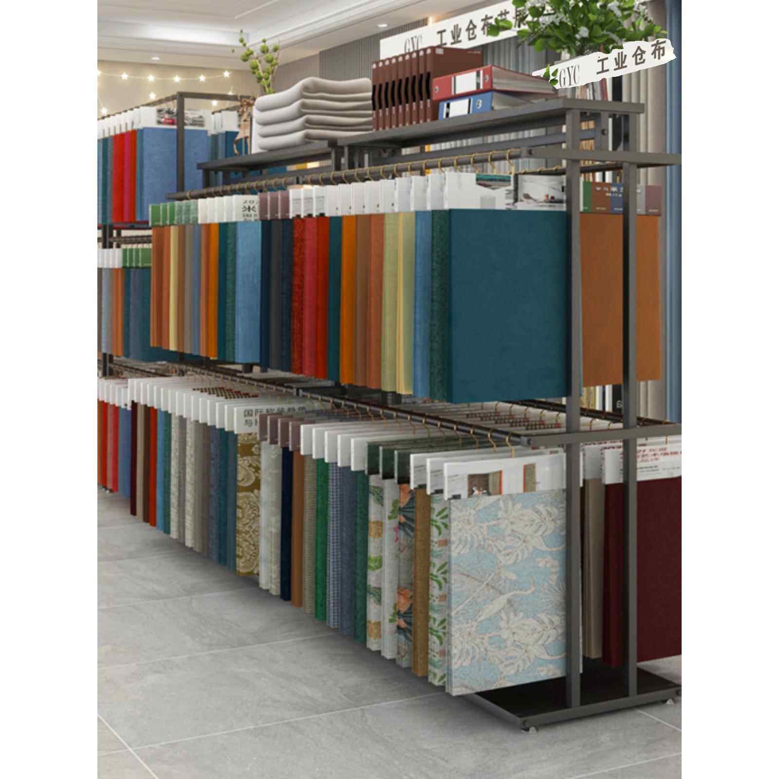 布料样品展示架双面皮革面料样板陈列架子家纺店展架样布吊卡货架