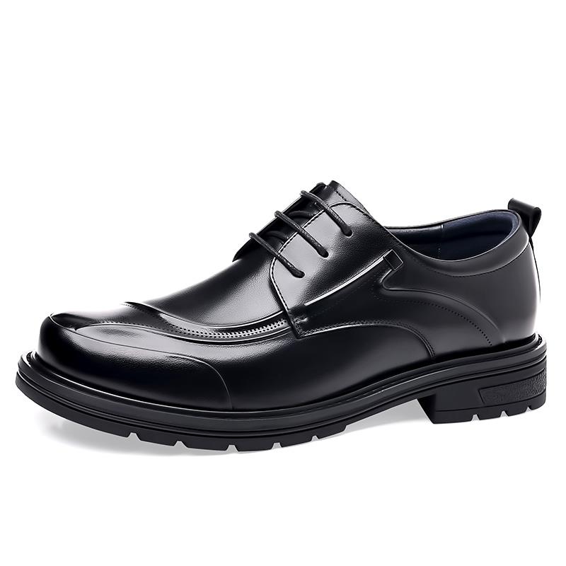 高档老爷车皮鞋男闲真春秋商务正装大头男厚底防鞋滑休皮百搭皮鞋