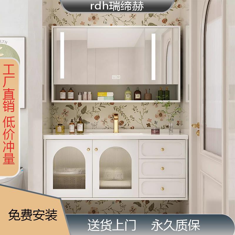 橡木浴室柜洗手盆柜组合浴室柜洗漱台橡木浴室柜陶瓷一体盆纯橡木