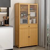 7全竹L碗家用厨房餐边柜透气储柜物柜实木橱置柜全竹餐边微波炉物