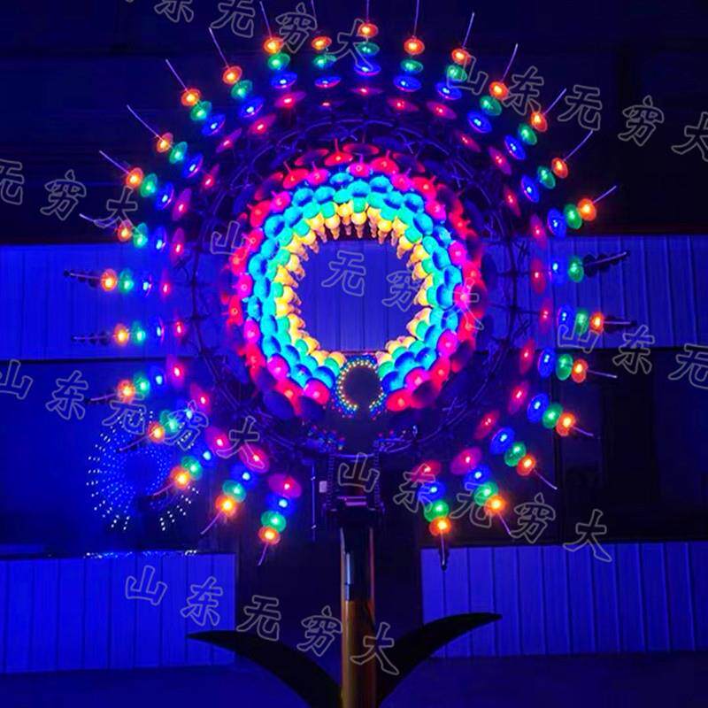 风动雕塑不锈钢材质网红打卡景点公园景区七彩灯光风力动态装置