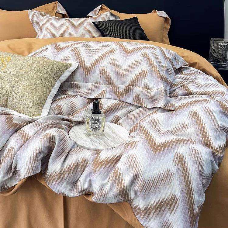 秋冬加厚全棉磨毛纯棉四件套保暖美式印花被套床单1.8m米床上用品