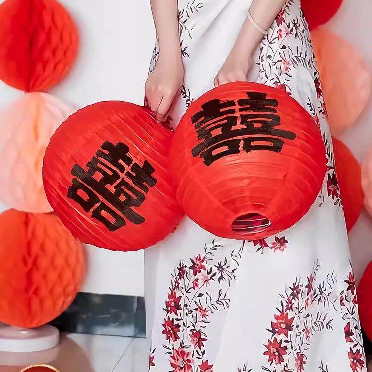 结婚喜字灯笼红色婚礼领证拍照道具姐妹团小挂件婚房布置装饰摆件