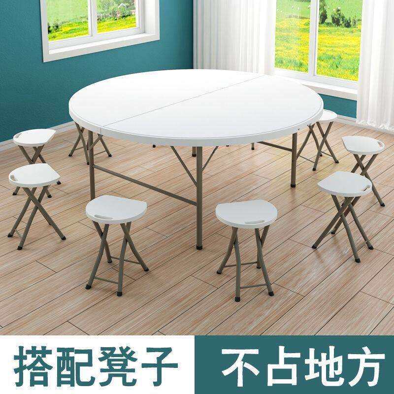 折叠圆桌餐桌家用小户型现简约大圆桌10人桌椅组合圆形吃饭桌子