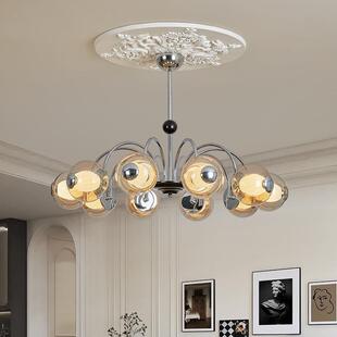 轻奢意式 客厅吊灯后现代包豪斯高级感烟灰色玻璃魔豆卧室餐厅灯具