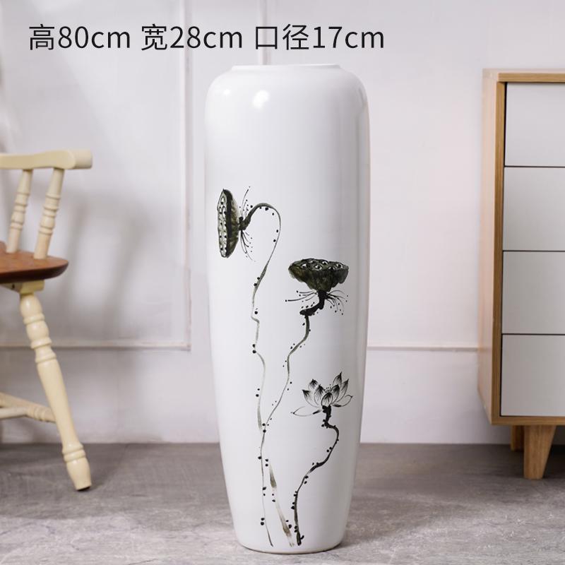摆件花瓶落地中式陶瓷新装饰陶瓷客厅手绘景德镇落地大花瓶家居