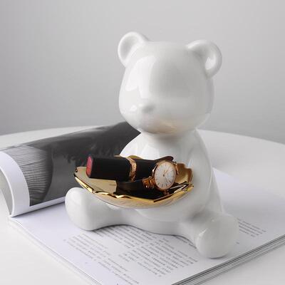 贝汉电镀暴美力EYR熊陶收瓷摆现代客厅电视柜玄关钥件匙纳托盘
