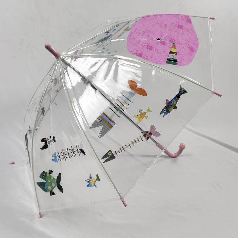 日式汤团！创意猫爪手柄！卡通猫抓鱼透明防捏手册儿童伞