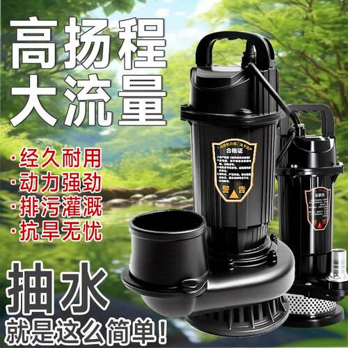 潜水泵家用220V抽水泵小型清污水泵农用灌溉排污高扬程抽水机井水