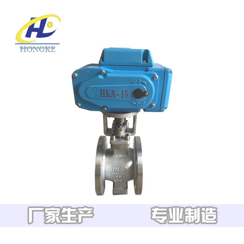 VQ947H-16P电动V型法兰不锈钢球阀耐磨开关调节切断电动V型球阀50