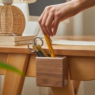 木制免打孔置物架电视空调遥控器储物盒充电器墙壁挂式实木收纳架