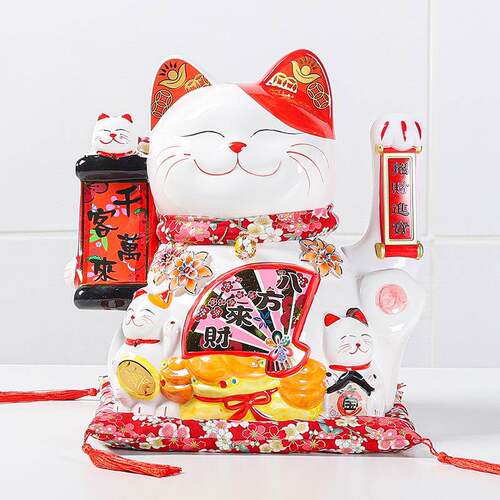 创意寸陶瓷工艺品两用摇手招财猫收银台店铺开业送礼品柜台摆件